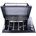Smart Four Burner Drop-In LPG BBQ - Black, 304 Stainless Steel, Cast Iron Plates, LED Knobs - 4000DGSLBLK
