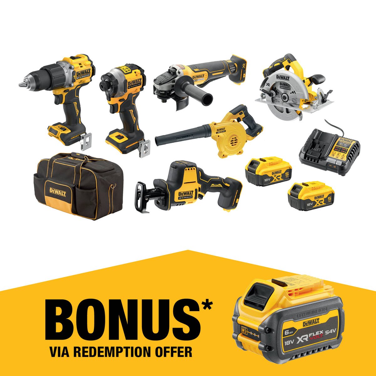 Dewalt 18V XR 6 Piece Combo Kit - 5.0Ah - Brushless - Professional Tools - SuperSaverAU - view 1