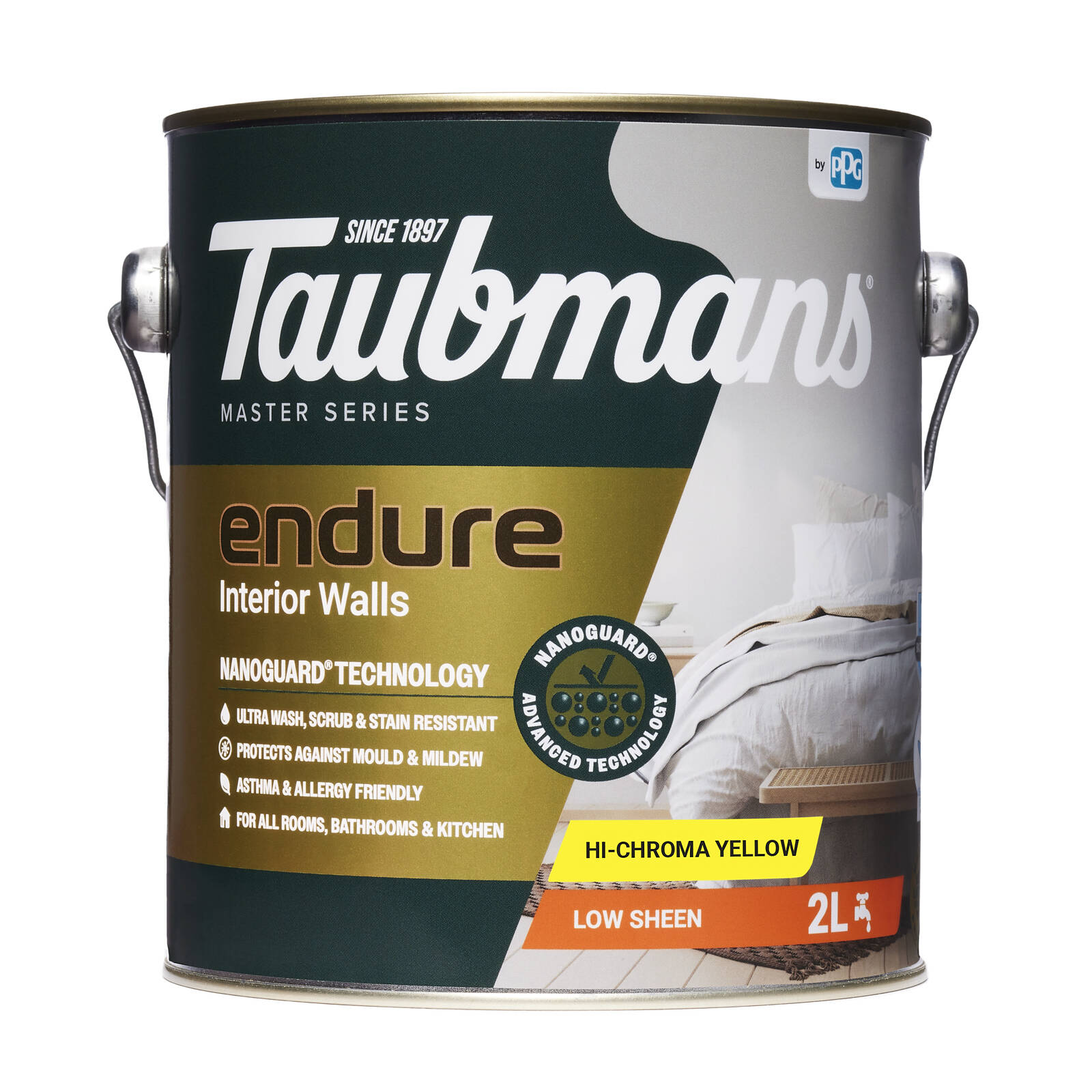 TAUBMANS Endure 2L Hi-C Yellow Low Sheen Interior Walls Paint Water Based UV Resistant