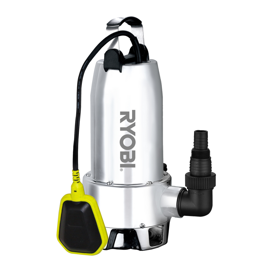 Ryobi 1000W Stainless Steel Submersible Dirty Water Pump RACSUP32 - 19,500L/hr