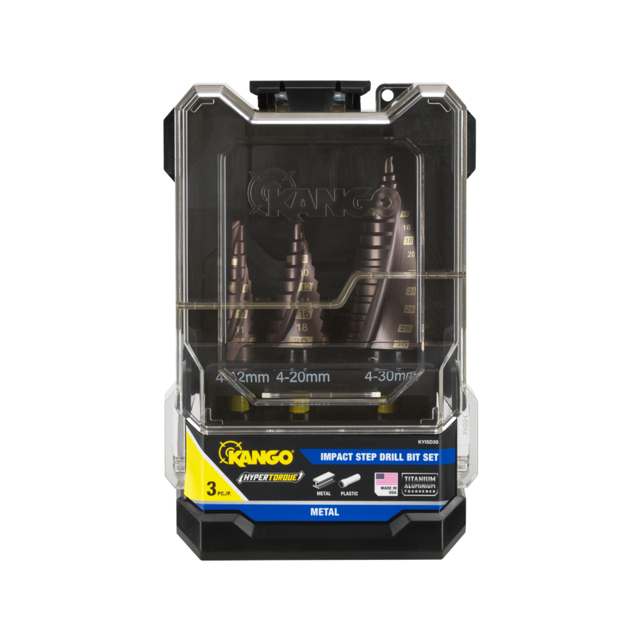 Kango Hypertorque Step Drill Bit Set - 3 Piece - 4-12mm, 4-20mm, 4-30mm - Metal Drilling - SuperSaverAU - view 1