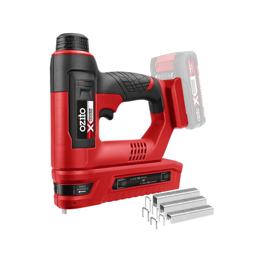 Ozito PXC 18V Cordless Staple Gun PXSGS 5021 - 80-100 Staples - Red/Black/Silver - SuperSaverAU - view 1