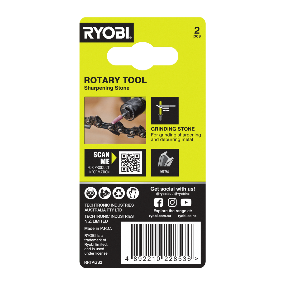 Ryobi Rotary Sharpening Stones 2 Piece Set 5/32” (4mm) - High-Grade Aluminium Oxide - SuperSaverAU - view 2