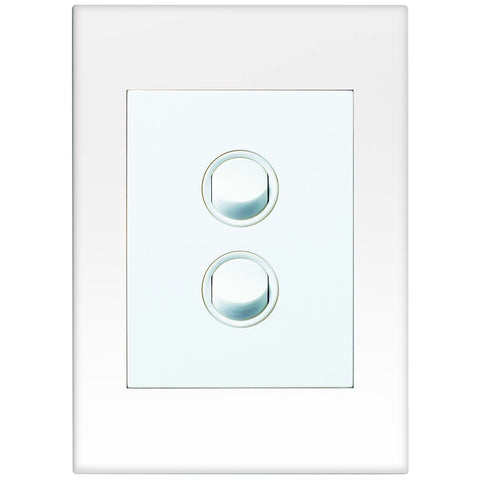 HPM Vivo 2 Gang Wall Switch - 85mm x 118mm - White - Reliable Indoor Use - SuperSaverAU - view 1