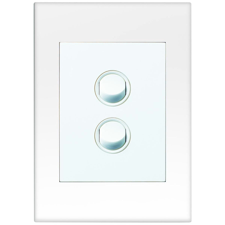 HPM Vivo 2 Gang Wall Switch - 85mm x 118mm - White - Reliable Indoor Use - SuperSaverAU - view 1