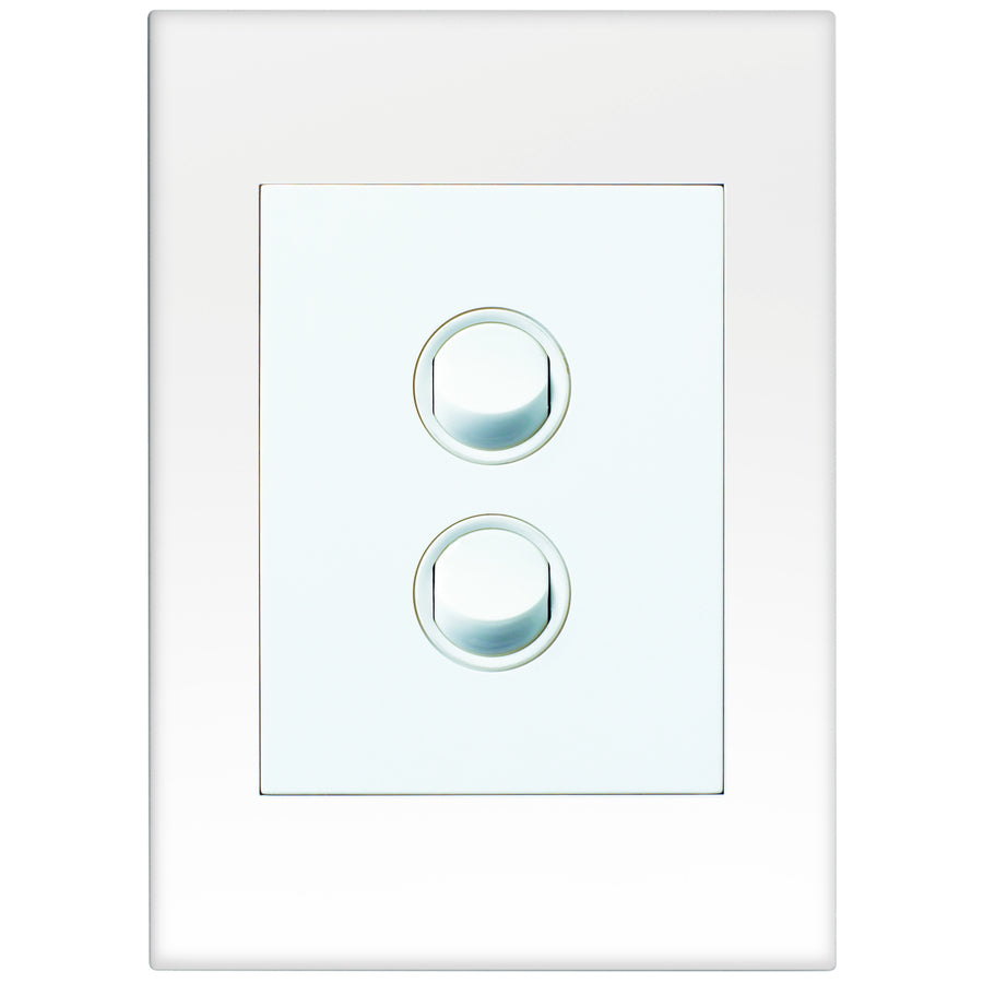 HPM VIVO 2 Gang Wall Switch, White, 10A 240V 2 Way (EV770/2WE)