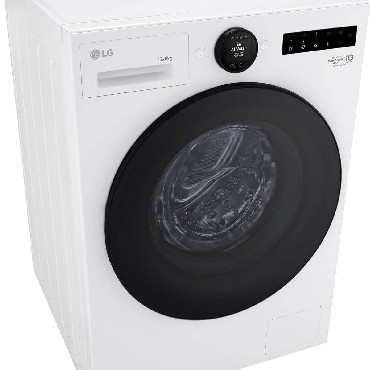 LG Series 10 12kg/8kg Front Load Washer Dryer Combo - Autodose, Steam Plus - White - WXC10-1412W