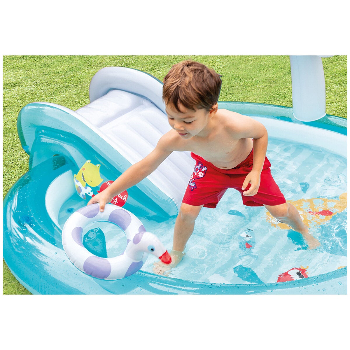 Kids Inflatable Splash Pool and Play Centre with Hose-Fed Gator Sprayer and Waterslide by Intex — image 5