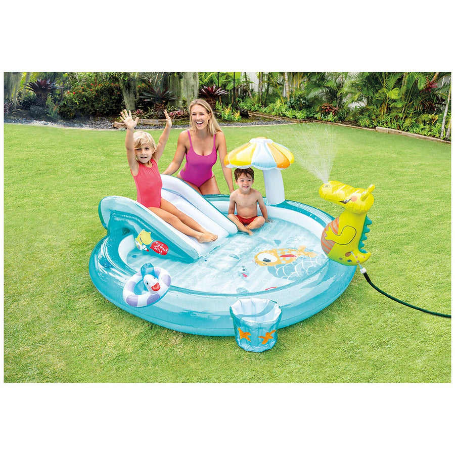 Kids Inflatable Splash Pool and Play Centre with Hose-Fed Gator Sprayer and Waterslide by Intex