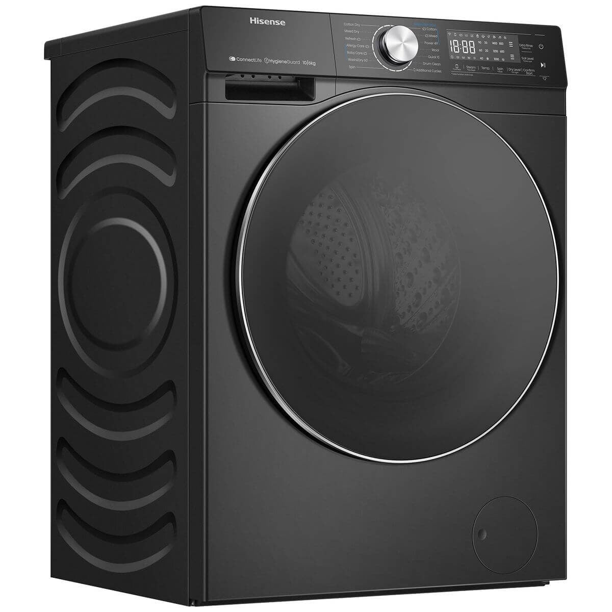 Hisense Series 7 10kg/6kg Washer Dryer Combo - Steam, Jet Wash, UV Light Hygiene - Black - HCF7S1014BX