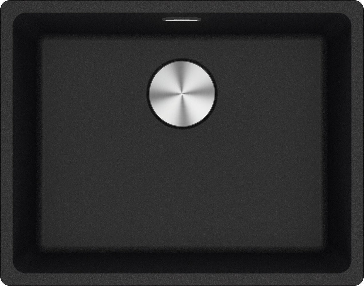 Franke Maris Single Bowl Flush Mount Sink - Onyx Fragranite, Hidden Overflow - MRG210-52ON-B