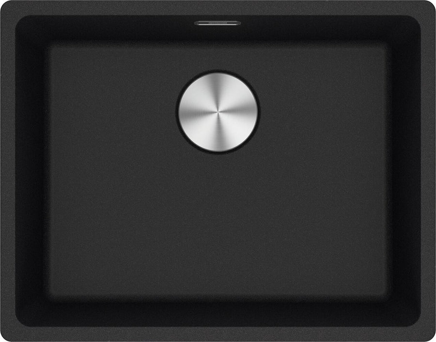 Franke Maris Single Bowl Flush Mount Sink - Onyx Fragranite, Hidden Overflow - MRG210-52ON-B