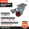 Move It Castor - 100mm - Polyurethane - Swivel Brake - SuperSaverAU - view 3