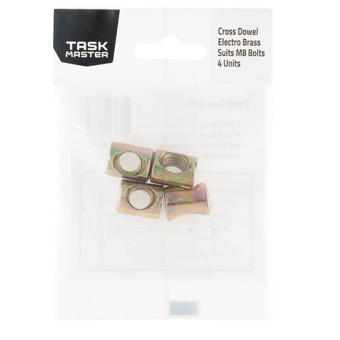 Taskmaster M8 Electro Brass Cross Connector Dowel 4 Pack