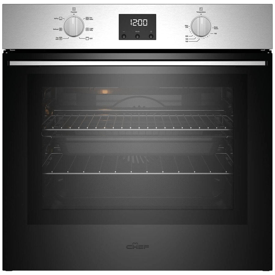 Chef 60cm electric oven 80L with AirFry - stainless steel, 6 functions, 10A plug-in - CVE6414SC
