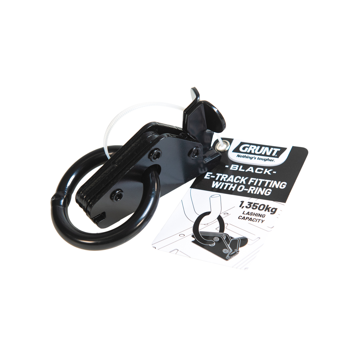Grunt 50mm Black O Ring E Track Fitting - Heavy-Duty Cargo Securement - SuperSaverAU - view 3