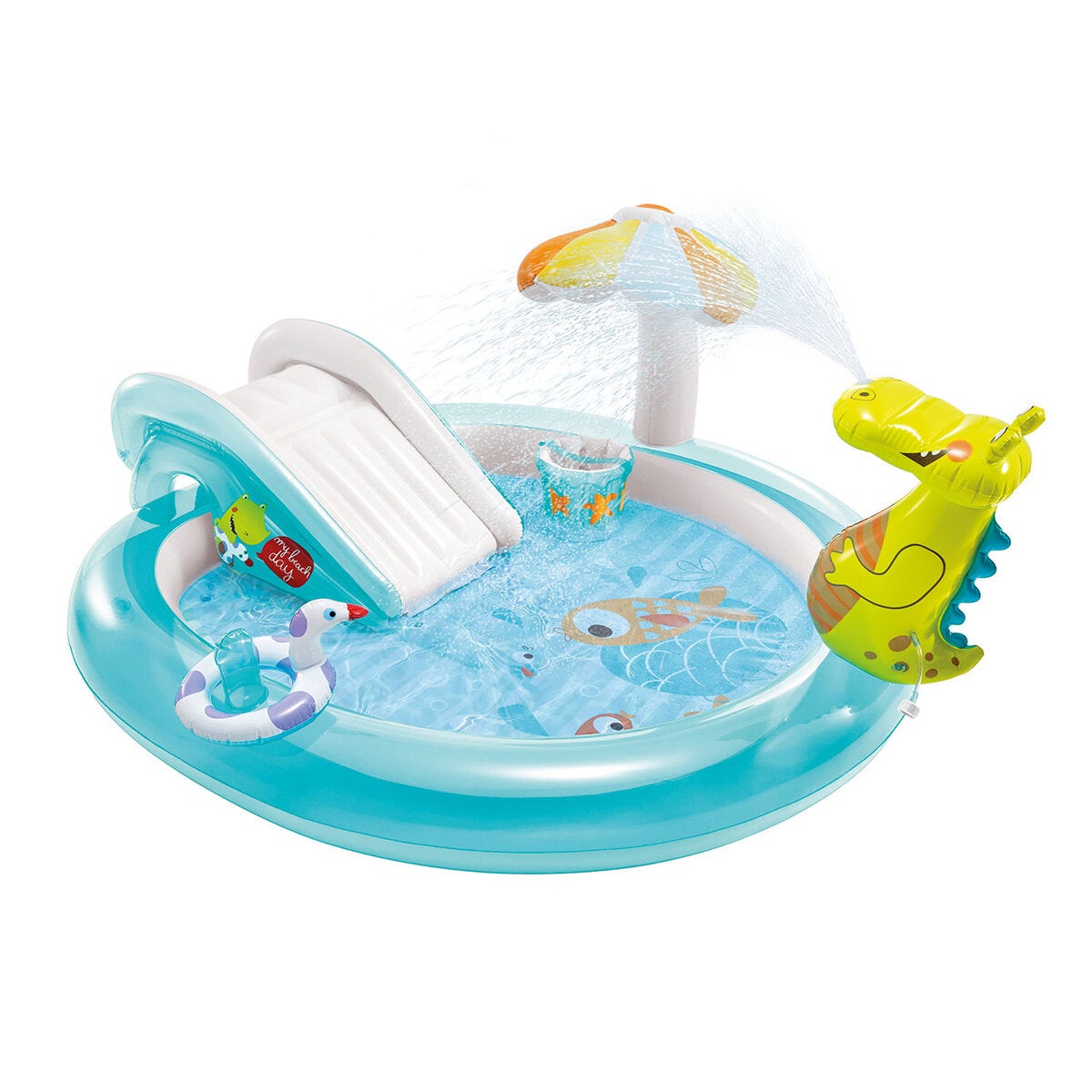 Kids Inflatable Splash Pool and Play Centre with Hose-Fed Gator Sprayer and Waterslide by Intex — image 2