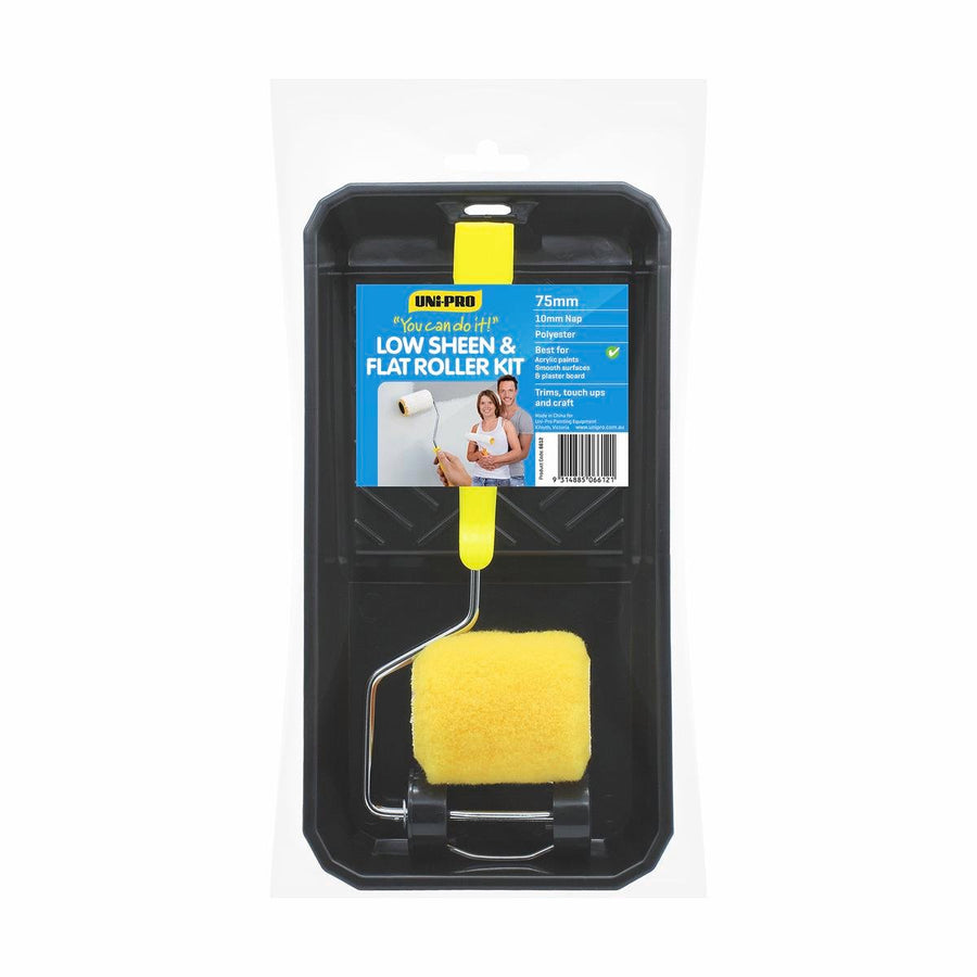 Uni Pro Paint Roller Kit - 75mm Polyester - 10mm Nap - Smooth Finish - SuperSaverAU - view 1