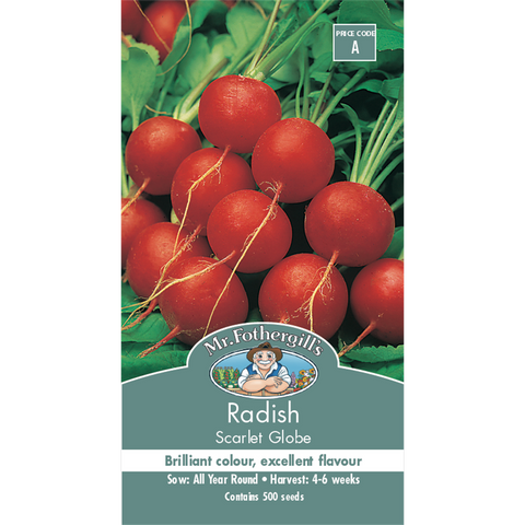 Mr Fothergill S Scarlet Globe Radish Seeds - 75mm - Red - Crisp Flavor - SuperSaverAU - view 1