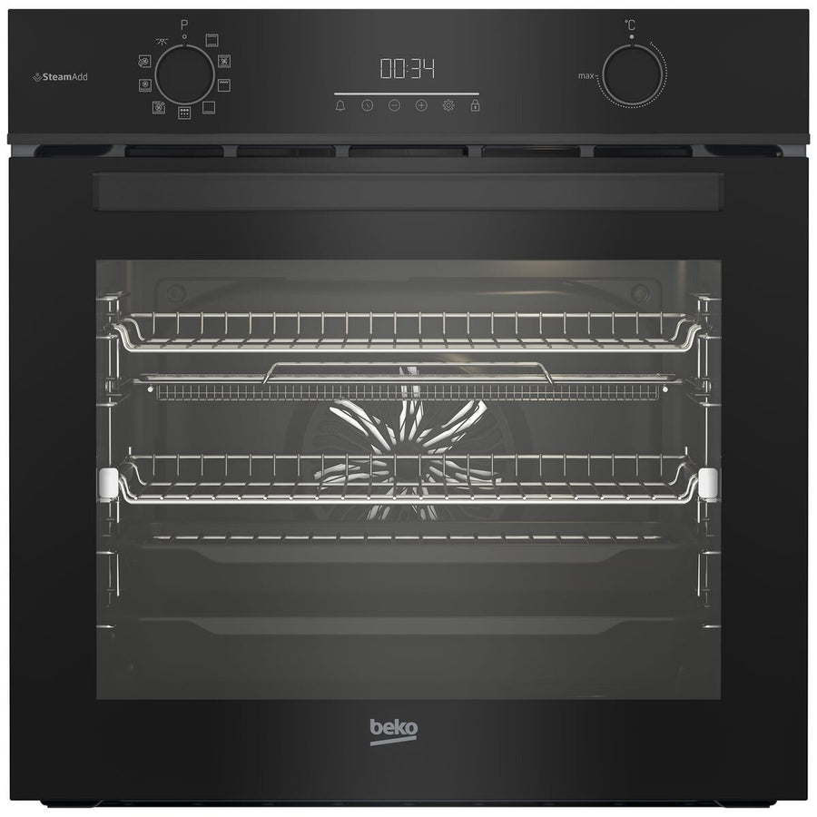 Beko 60cm Built-In Oven - Airfry, SteamAdd, Pyrolytic Cleaning, 85L, Dark Stainless Steel - BBO6851PDX1
