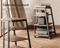 4 Tier Media Stand - Walnut - Adjustable Corner Shelf for Turntable, Console, AV Receiver and Speakers