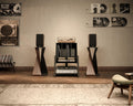 Vinyl Record Player Stand - Black - Holds up to 120 Records, Turntable Cabinet with Storage, Eiffel Series