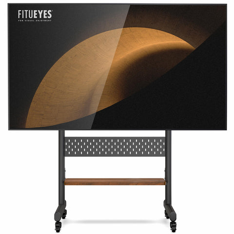 Mobile TV Cart on Wheels for 40-85 Inch TVs - Black - Height Adjustable Trolley Floor Stand, Holds 60kg, VESA to 600x400