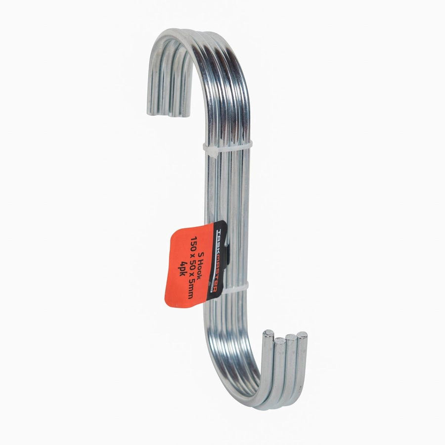 Taskmaster Steel S Hook 4 Pack - 150 x 50 x 5mm - Garage Storage - SuperSaverAU - view 1