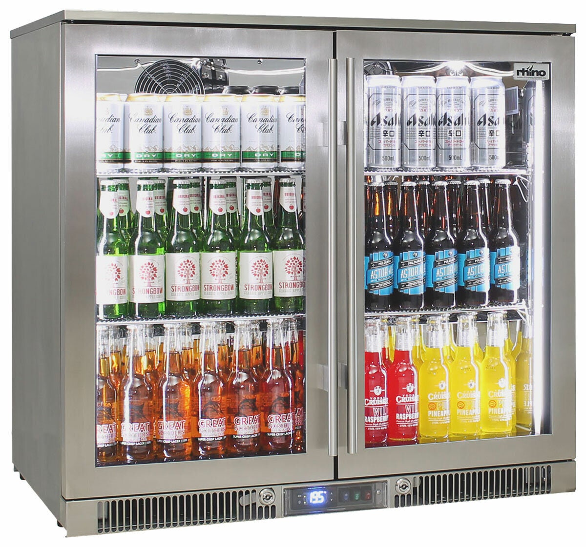 Rhino 248L Outdoor Beverage Centre - Stainless Steel, Heated Glass Doors, Lockable - ENV2H-SS