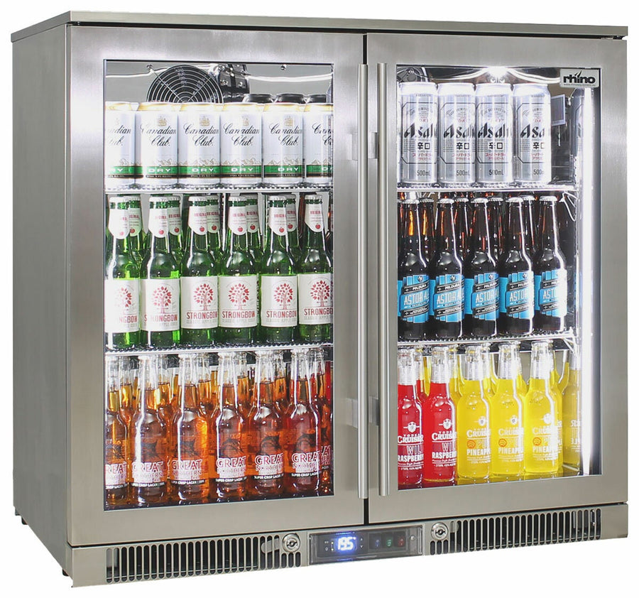 Rhino 248L Outdoor Beverage Centre - Stainless Steel, Heated Glass Doors, Lockable - ENV2H-SS