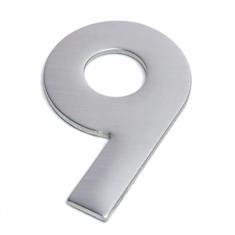 Sandleford Stainless Steel Self Adhesive House Number 9 - 75mm - Brushed - SuperSaverAU - view 1