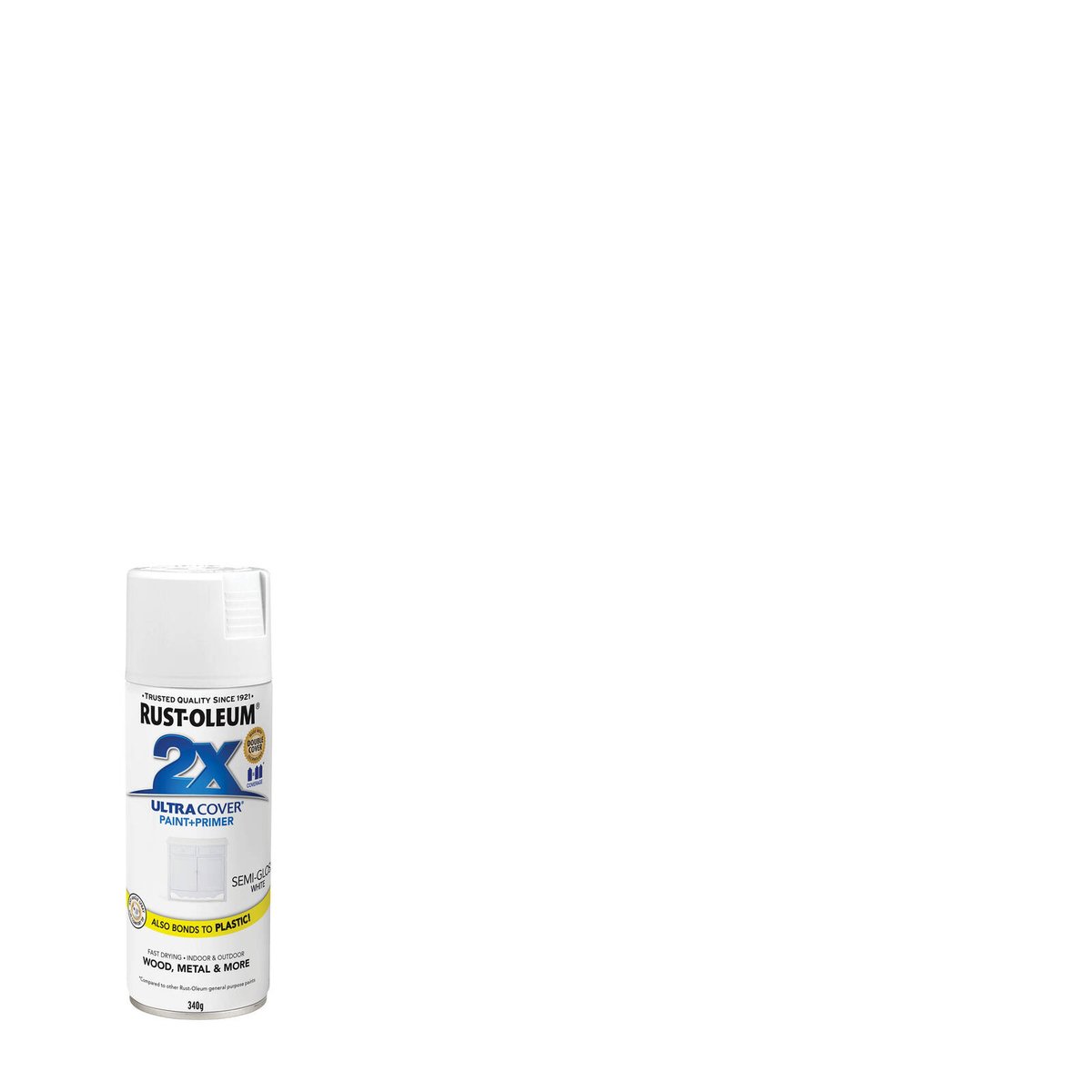 Rust Oleum 2X Ultra Cover Spray Paint - Semi Gloss White 340g - 0.34L - Fast-Drying - SuperSaverAU - view 2