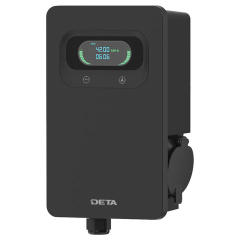 Deta 7kW Wall Mount EV Charger Untethered, Black EVA200-7C