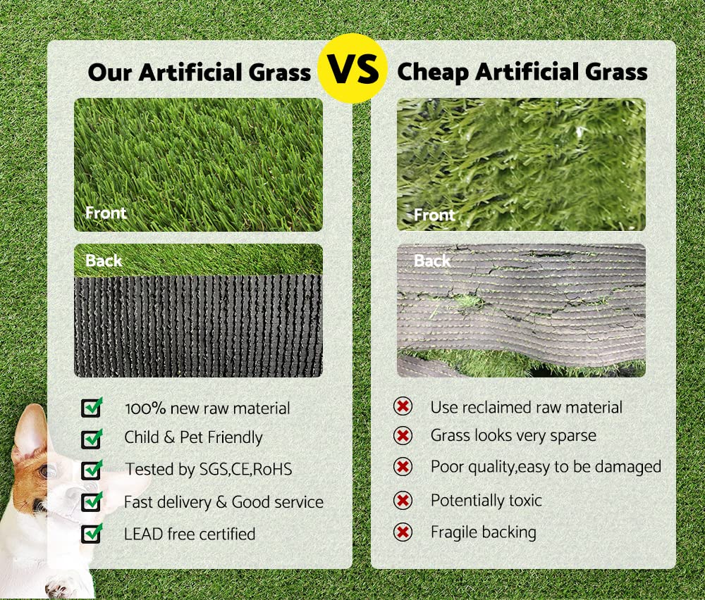 Artificial Grass Turf 2 x 5m - Four Tone 30mm Pile - 10sqm Synthetic Lawn, 14,700 Tuft Density, Slip Resistant Backing