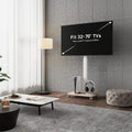 Tall Mobile TV Stand with Wood Base for 32-65 Inch TVs - White - Swivel Mount, Height Adjustable, on Wheels