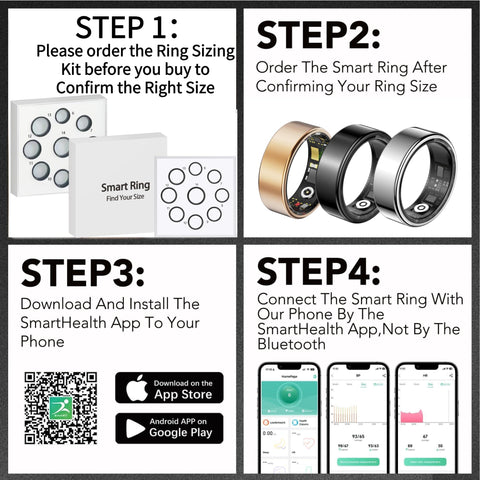 Smart Health Ring - Waterproof Tracker, No Subscription