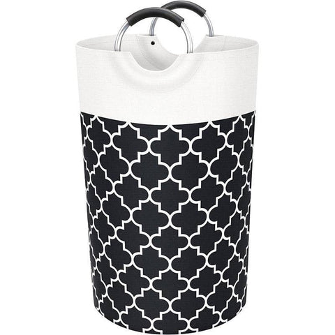 82 Litre Foldable Laundry Basket with Metal Frame - Black
