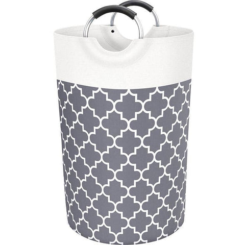 82 Litre Foldable Laundry Basket with Metal Frame - Grey