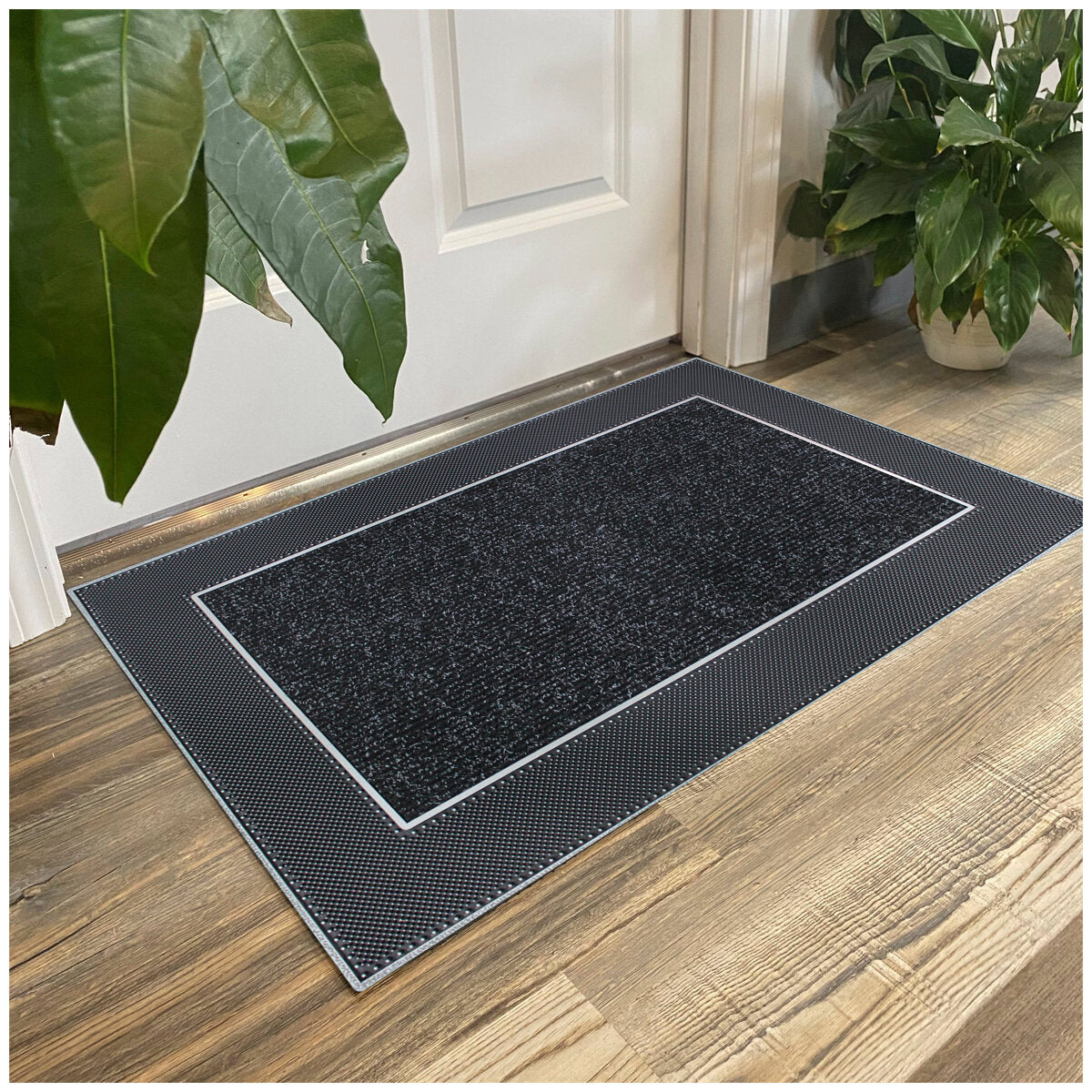 Modern Homes Rain Design Floor Mat 60 x 90cm Grey - Water-Absorbent, Non-Slip, Easy-to-Clean