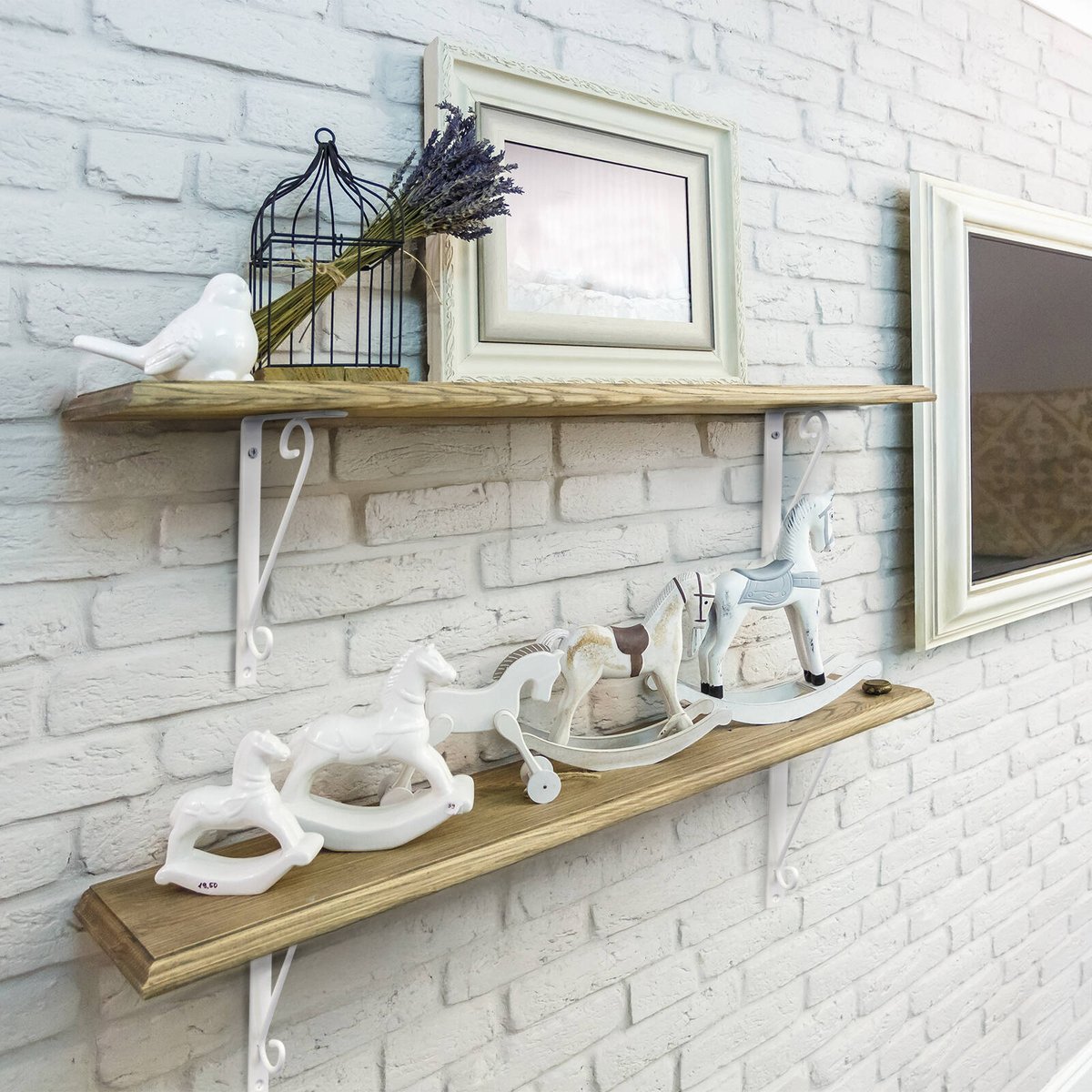 Carinya Scroll Stayed Bracket - 150 x 100mm - Powder Coated Steel - White