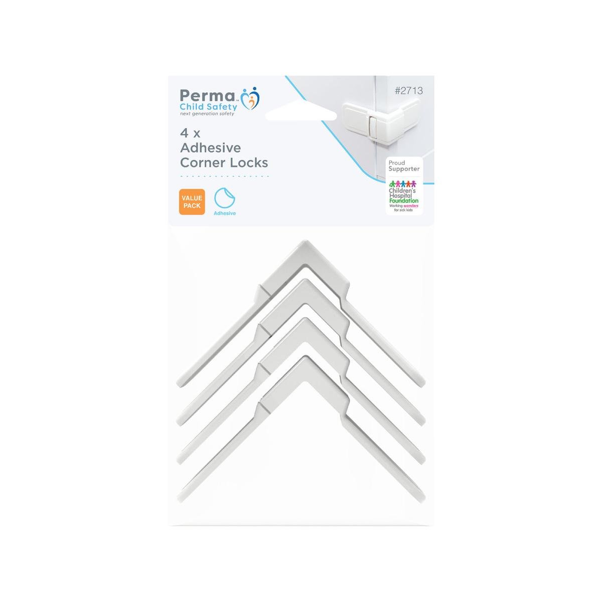 Perma Child Safety Corner Drawer Locks 4 Pack - 120mm x 190mm - White - SuperSaverAU - view 1
