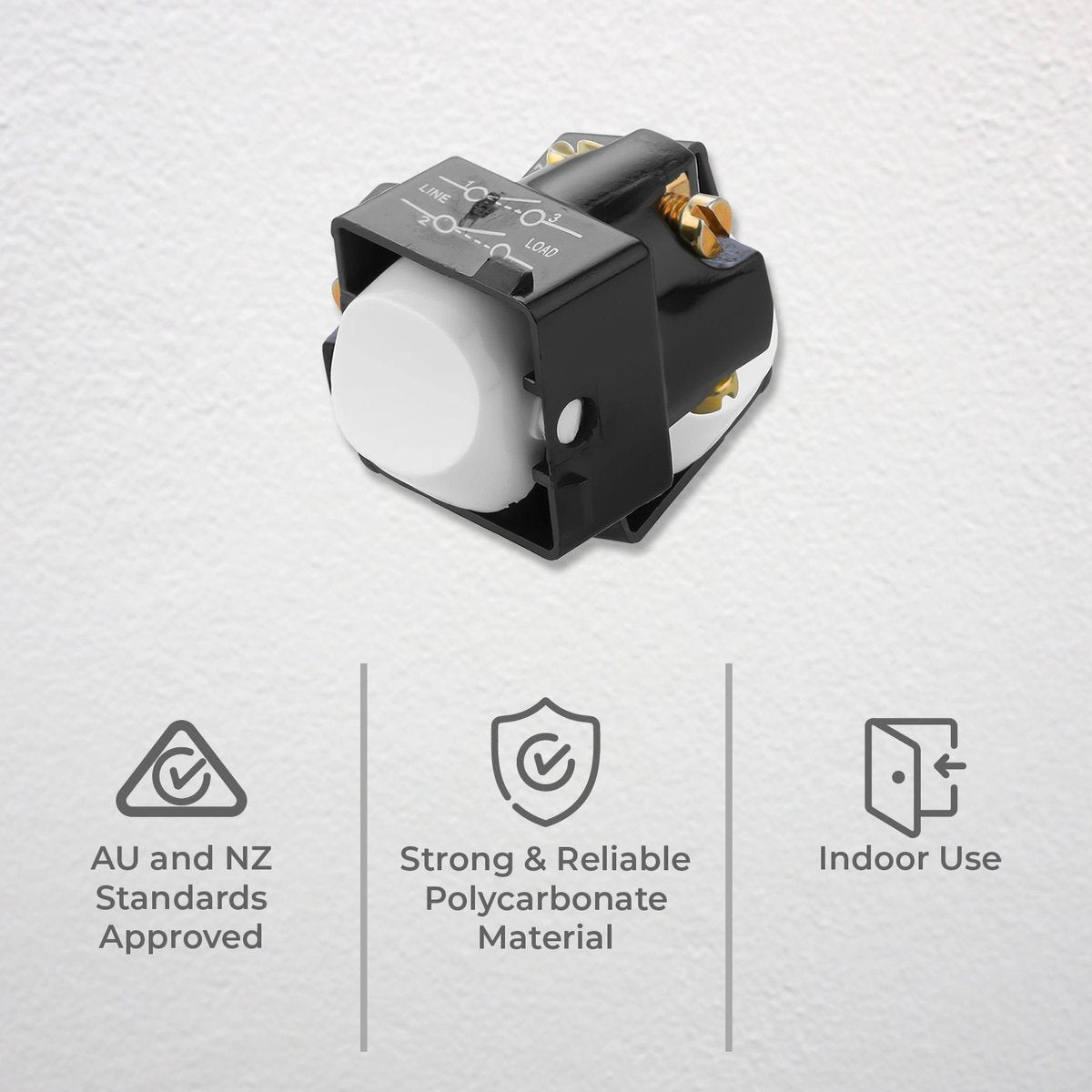 Deta Double Pole Switch Mechanism - 10A Polycarbonate - Reliable Design - SuperSaverAU - view 2