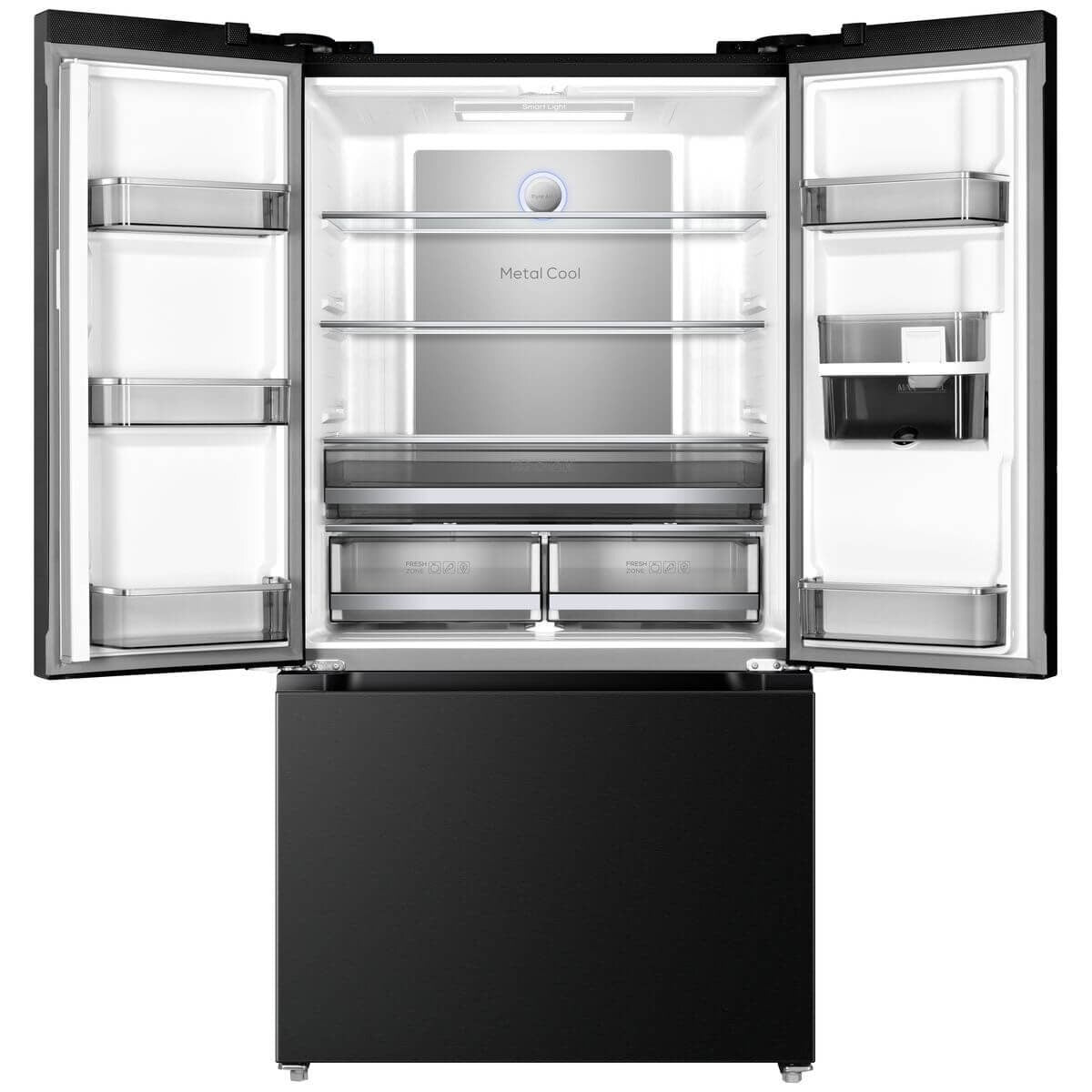 TCL 575L French Door Fridge - Black, 5 Star Energy Rating, Water Dispenser - TRF576FHB