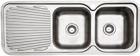 Arc Double Bowl Stainless Steel Sink - Left Hand Drainer - 304 Grade - Silk Finish - IS12RS4