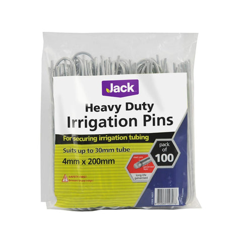 Jack Heavy Duty Irrigation Pins 20cm Steel 100 Pack Durable Galvanised - SuperSaverAU - view 1