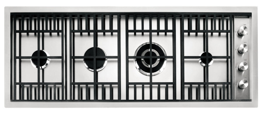 Barazza 120cm Lab Flush gas cooktop - Stainless steel, 4 burners, dial controls, 5 year warranty - LABH1200