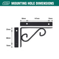 Carinya 200 x 125mm Black Powder Coated Steel Scroll Stayed Bracket 100kg