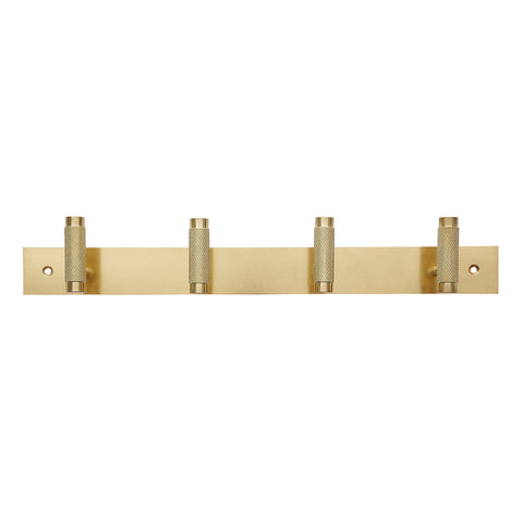 Adoored 4 Hook Brass Knurled Decorative Steel Hook Rack