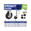 Easyroll 125mm Hard Rubber Swivel Gate Castor 100kg