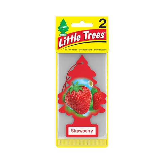 Little Trees Strawberry Hanging Tree Air Freshener 2 Pack - 70mm x 190mm - Long-lasting Fragrance